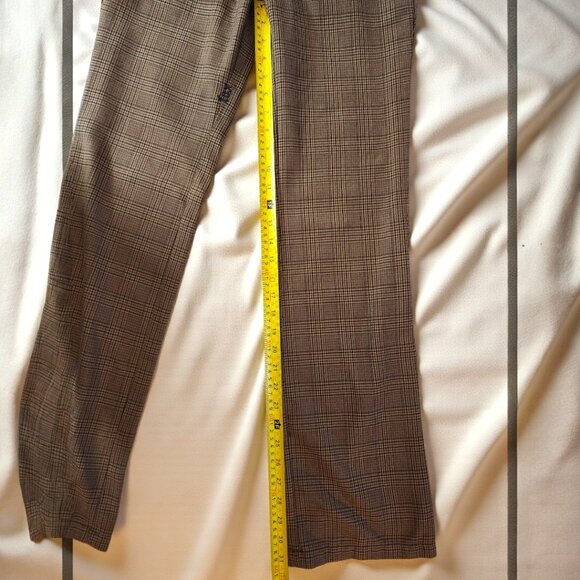 Fox Brown Check Pants Size 5 – Y2K Plaid Trousers w/ Button Detail - Picture 9 of 12
